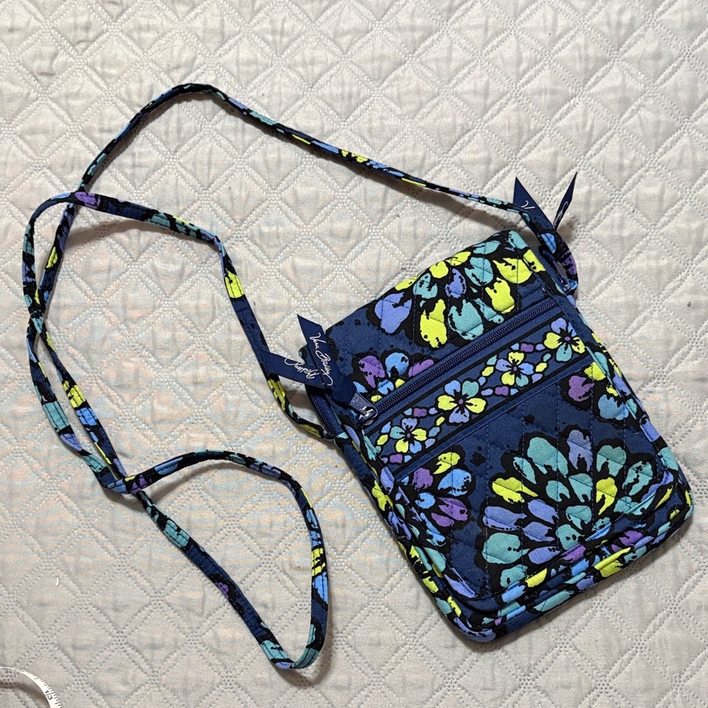 Vera Bradley Floral Crossbody Bag - Blue, purple and green floral print.
